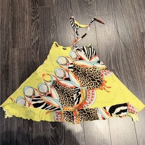 Roberto Cavalli Vibrant Animal Print Halter Dress